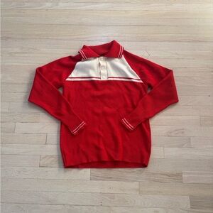 Red and white vintage 1980s Polo pure virgin wool Women's Sweater size medium
